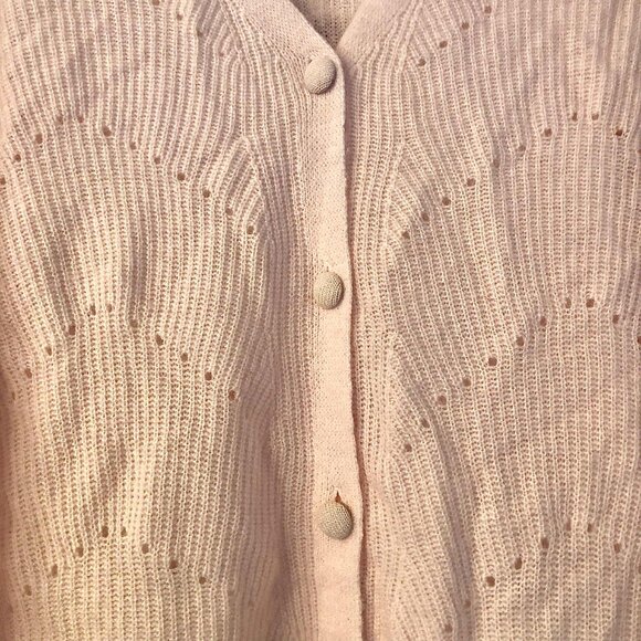 NWT MAGASCHONI Sheer Blush Cashmere Sweater V-neck Button Cardigan L MSRP $178 - Picture 4 of 8